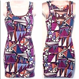 Forever 21 geometric multicolored long tunic tank top purple blue orange pink